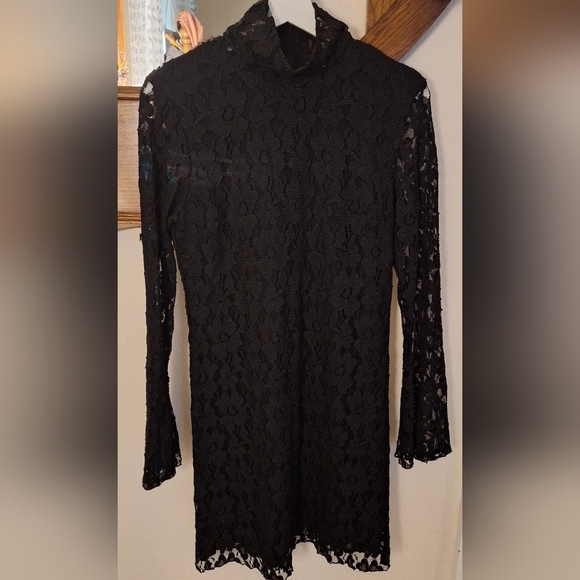 INC International Concepts Black Long Bell Sleeve Lace Sheath Dress - Picture 1 of 8